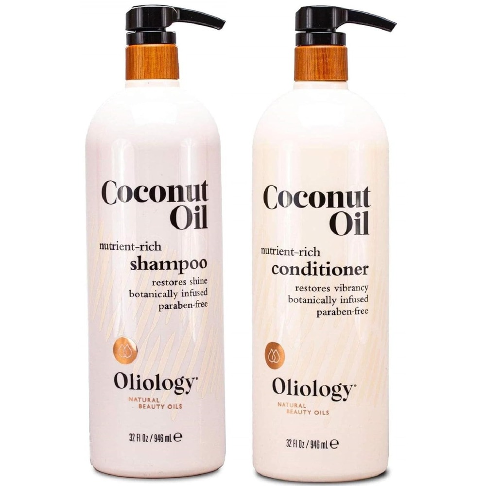 2-Pack Oliology Coconut Oil Shampoo Conditioner 32oz Paraben Free Repair Hair Se